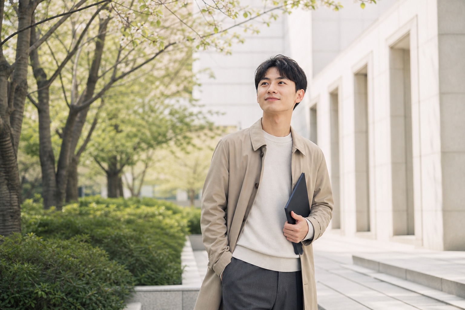大学卒業や就職を迎え、新しい人生へ進む若い男性